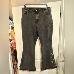 Cider Black High Rise Boot Cut Jeans